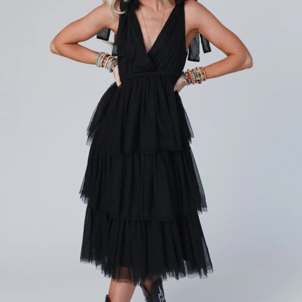Elegant Black Tiered Dress